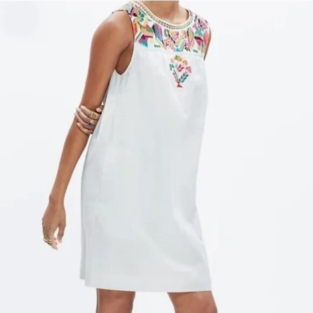 Madewell x JM‎ Dry Goods La Paloma Linen Dress Cross Stitch Size XS